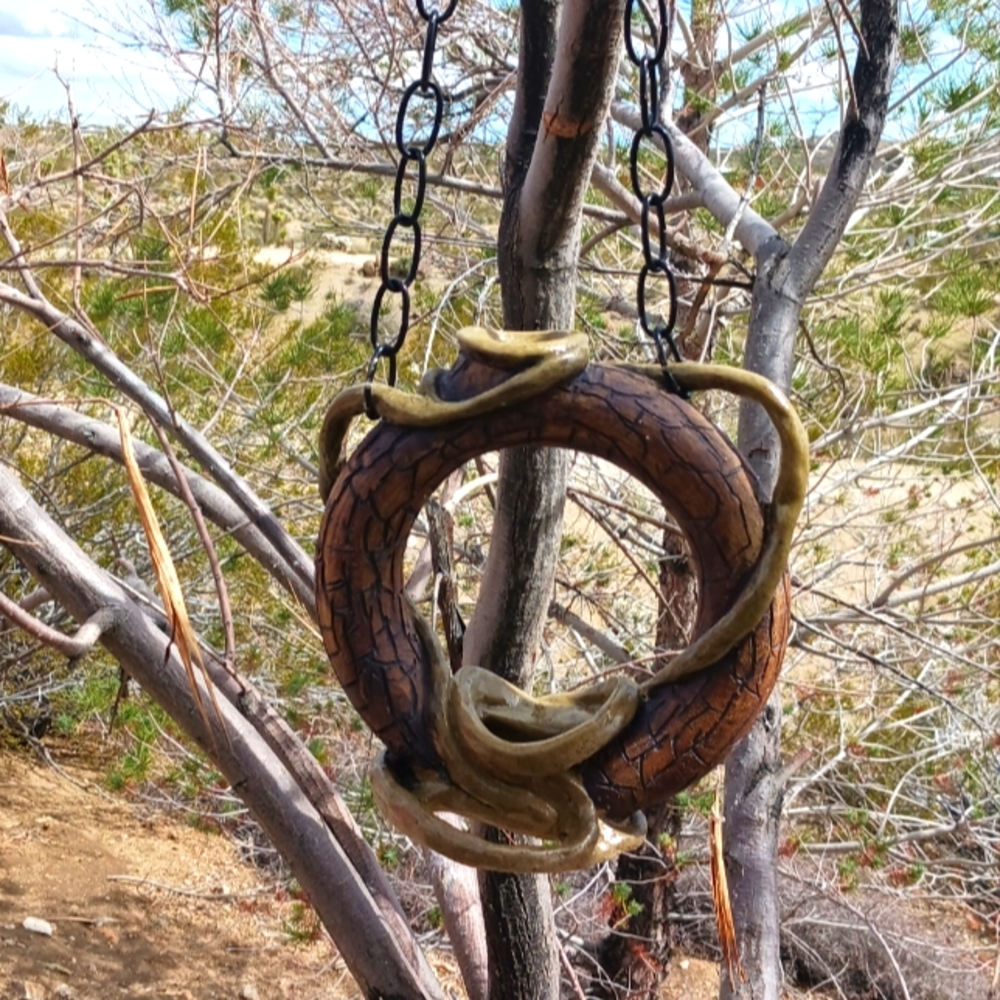 Stoneware ceramic bird feeder